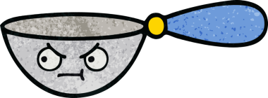 Bir insan tarafından çizilmiş bir kaşık retro grunge desen karikatürü.