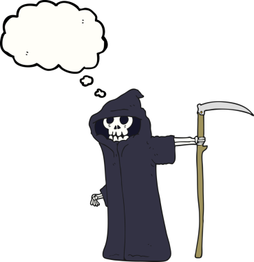 Bir insan tarafından çizilmiş serbest çizim balon karikatür ölümü