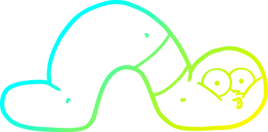 Bir insan tarafından çizilmiş solucanın soğuk çizgi çizimi.