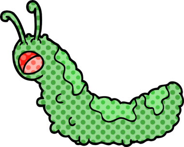 Bir insan tarafından çizilmiş komik bir karikatür tırtılı.