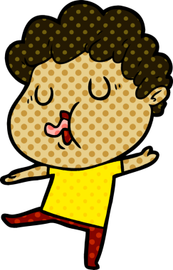 Bir insan tarafından çizilmiş çizgi film şarkıcısı.