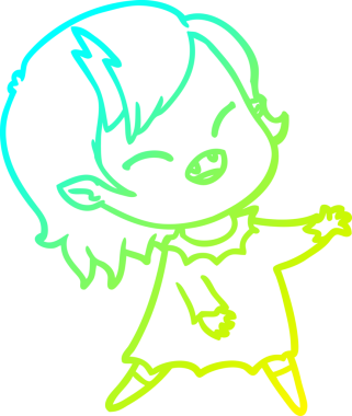 Bir insan tarafından çizilmiş gülen vampir kız çizgi filmi.