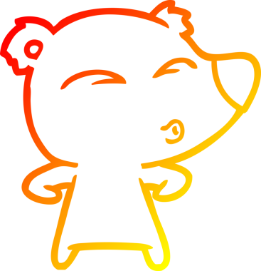 Bir insan tarafından çizilen çizgi film ıslık çalan ayının sıcak çizgi çizimi