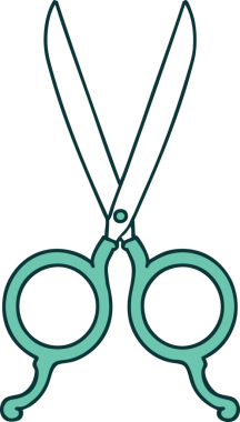 Bir insan tarafından çizilmiş berber makasının ikonik dövme şekli