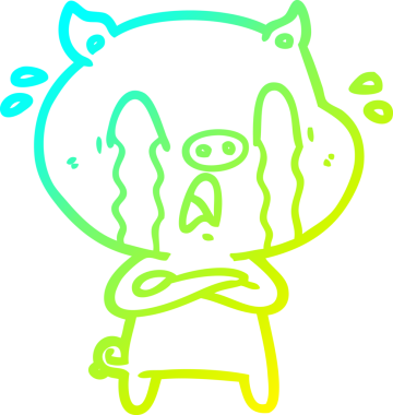 Bir insan tarafından çizilmiş ağlayan domuz çizgi filmi.