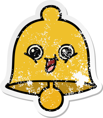 Bir insan tarafından çizilmiş sevimli bir çanın sıkıntılı çıkartması.