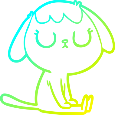 Bir insan tarafından çizilmiş şirin bir çizgi köpeğin soğuk gradyan çizgisi.