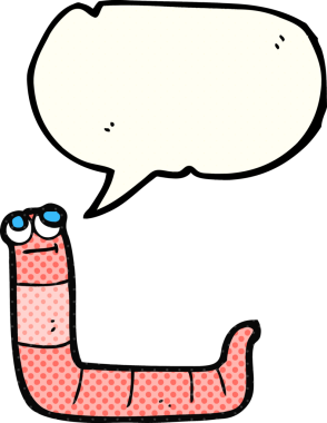 Bir insan tarafından çizilmiş karikatür solucanı.