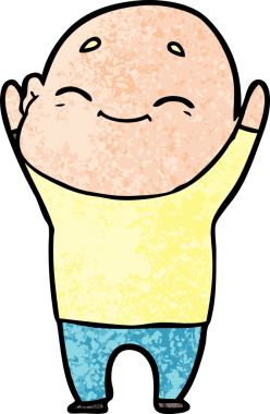 Bir insan tarafından çizilmiş mutlu, kel adam.