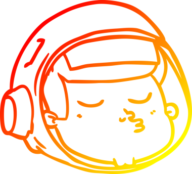 Bir insan tarafından çizilmiş bir astronot suratının sıcak çizgi çizimi