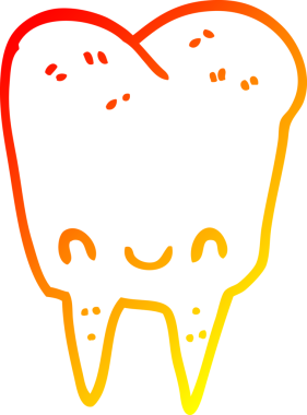 Bir insan tarafından çizilen çizgi film dişinin sıcak gradyan çizimi