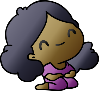 Bir insan tarafından çizilmiş sevimli bir kawai kızının gradyan çizimi.