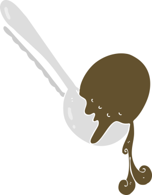 Bir insan tarafından çizilen dondurma kepçesinin düz renk çizimi