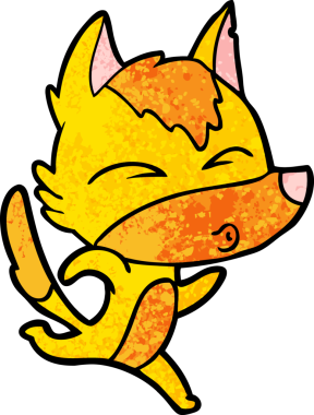 Bir insan tarafından çizilmiş tilki çizgi film karakteri