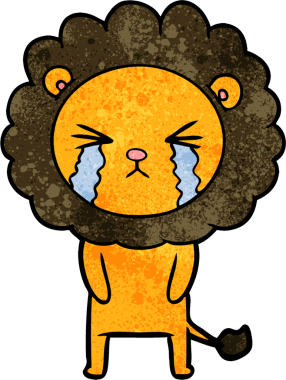 Bir insan tarafından çizilmiş ağlayan bir aslan.