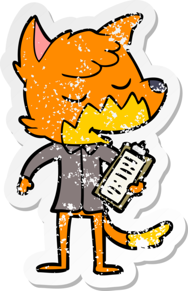 Bir insan tarafından çizilmiş dost canlısı bir tilki yöneticisinin sıkıntılı çıkartması.