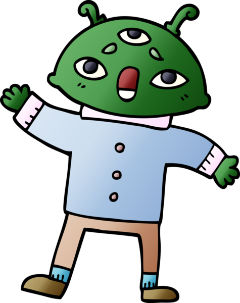 Bir insan tarafından çizilmiş duyarlı giysili uzaylı adam.