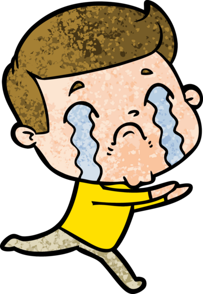 Bir insan tarafından çizilmiş ağlayan çizgi film adamı.