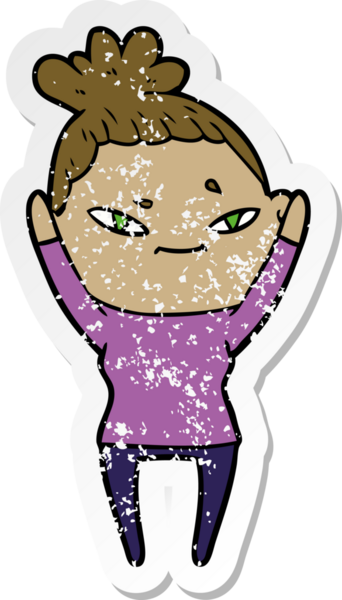 Bir insan tarafından çizilmiş karikatür bir kadının sıkıntılı çıkartması.