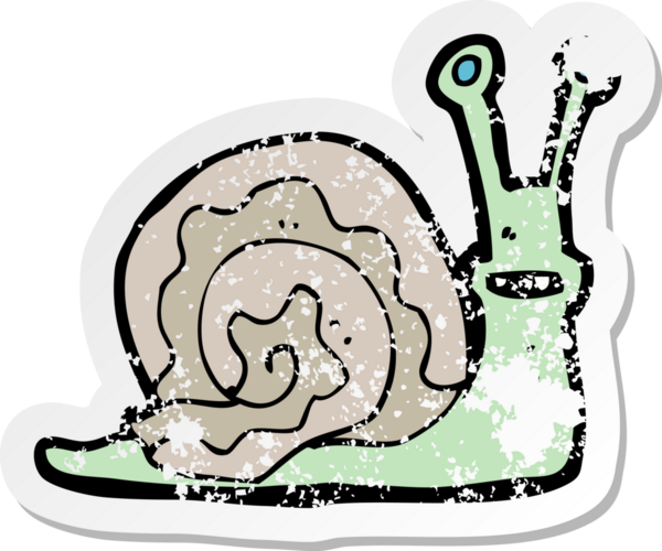 Bir insan tarafından çizilmiş bir salyangozun gerilmiş çıkartması.