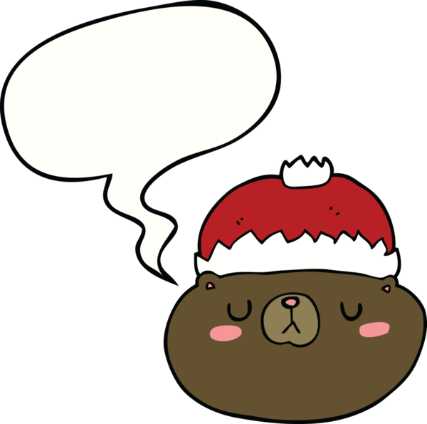 Bir insan tarafından çizilmiş bir konuşma baloncuğu olan çizgi film Noel ayısı.