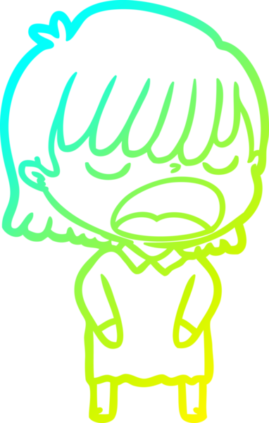 Bir insan tarafından yüksek sesle çizilmiş bir karikatür kadın çizimi.