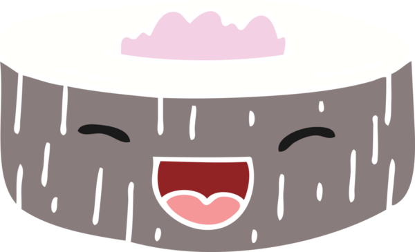 Bir insan tarafından çizilmiş garip bir çizgi film mutlu suşi.