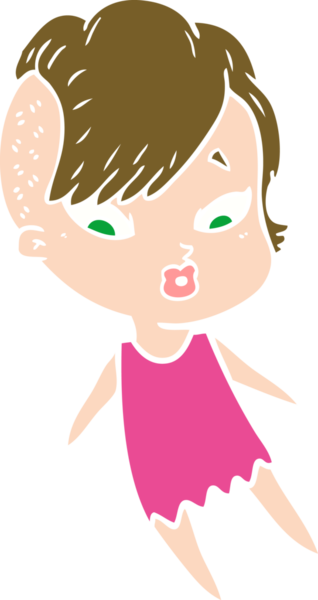 Düz renkli çizgi film bir insan tarafından çizilmiş kızı şaşırttı.