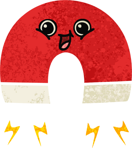 Bir insan tarafından çizilmiş mıknatısın retro illüstrasyon tarzı karikatürü