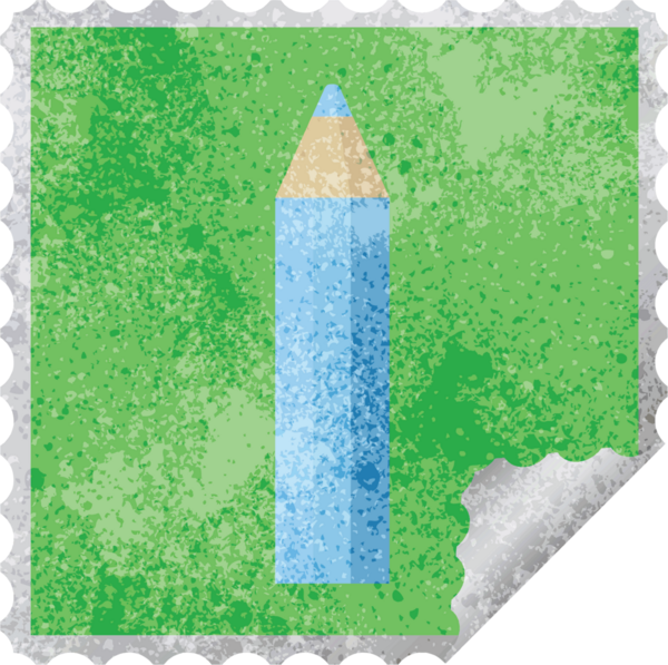 Bir insan tarafından çizilmiş mavi renkli kalem kare etiket