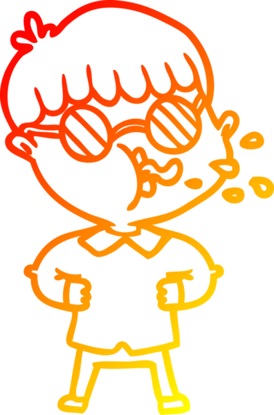 Bir insan tarafından çizilmiş gözlük takan çizgi film çocuğu çizimi.