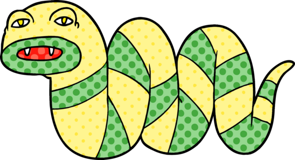 Bir insan tarafından çizilmiş çizgi film yılanı.