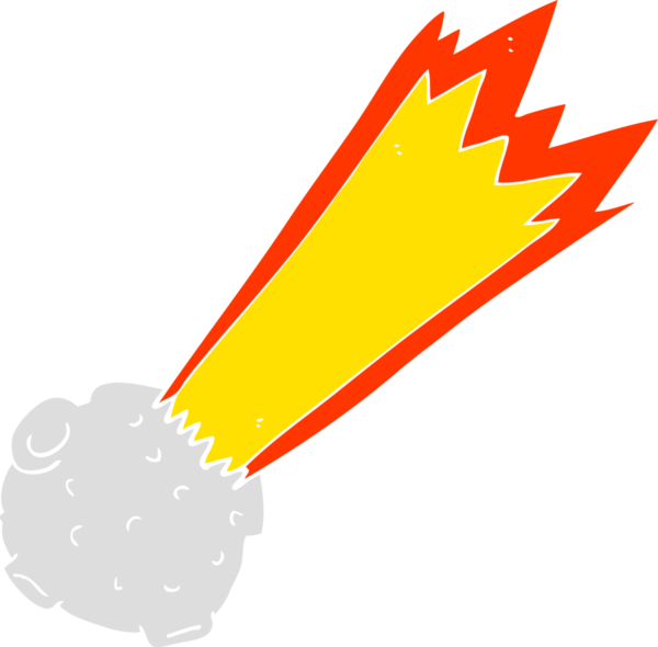 Bir insan tarafından çizilen meteorun düz renk çizimi