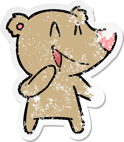 Bir insanın çizdiği gülen ayı karikatürünün sıkıntılı çıkartması.