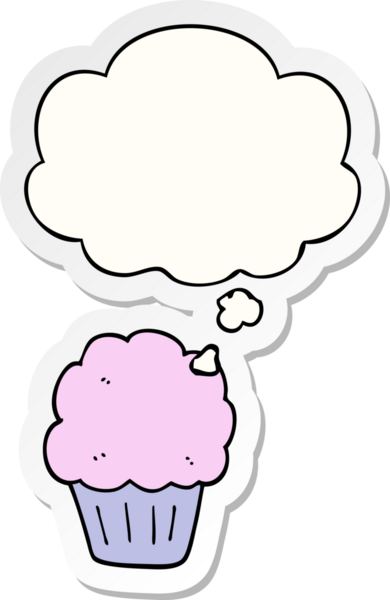 İnsan tarafından çizilmiş bir çıkartma olarak düşünce baloncuklu çizgi film keki.