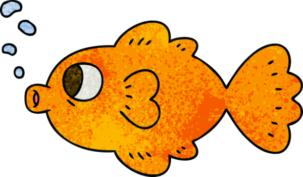 Bir insan tarafından çizilmiş garip bir karikatür balığı.