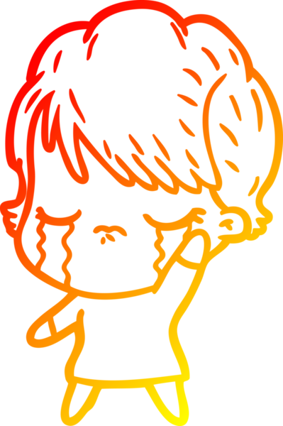 Bir insan tarafından çizilmiş, ağlayan bir çizgi kadın çizimi.