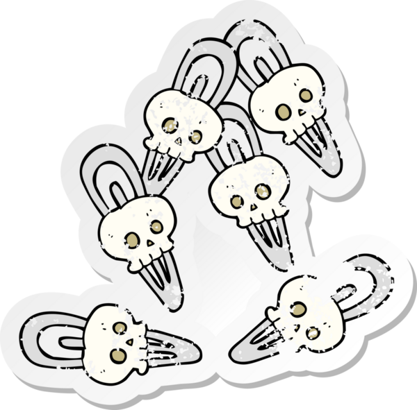 Bir insan tarafından çizilmiş bir kafatası saç tokasının gerilimli yapıştırması.