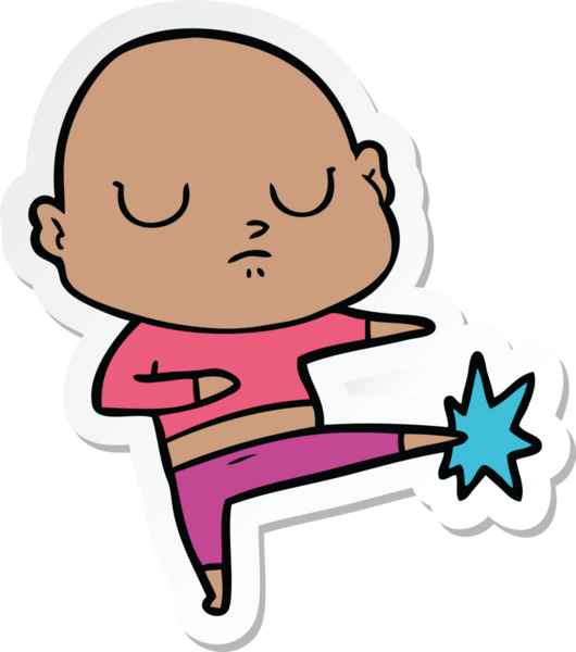 Bir insan tarafından çizilmiş kel bir adamın çıkartması.