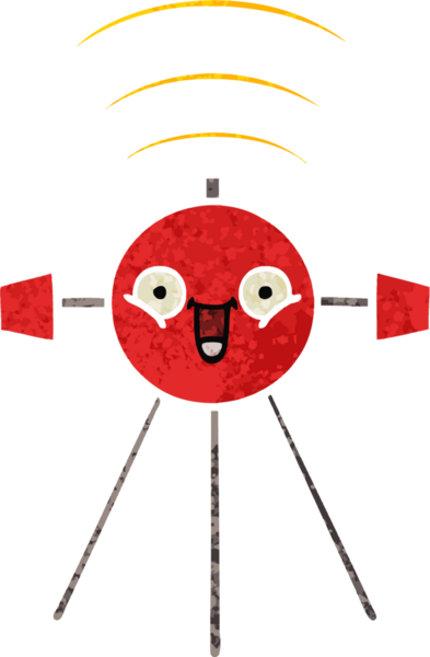 Bir insan tarafından çizilmiş bir uydunun retro çizim tarzı karikatürü