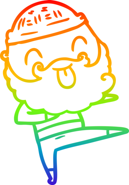 Gökkuşağı gradyan çizgisi sakallı bir adamın bir insan tarafından çizilmiş dili.