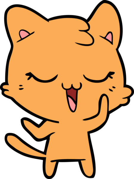 Bir insan tarafından çizilmiş mutlu çizgi film kedisi.