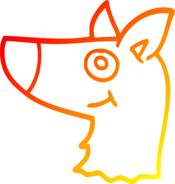 Bir insan tarafından çizilen gülen köpek suratının sıcak çizgi çizimi