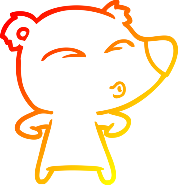 Bir insan tarafından çizilen çizgi film ıslık çalan ayının sıcak çizgi çizimi