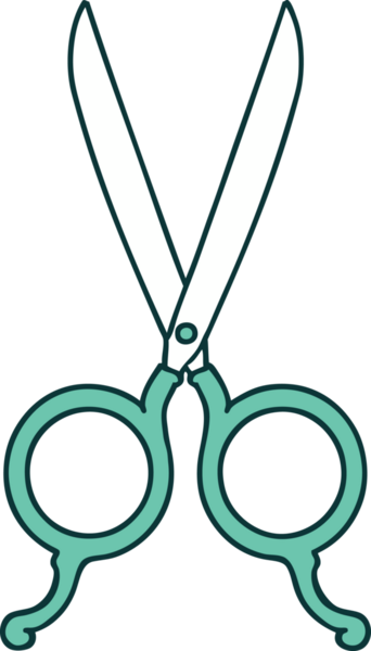 Bir insan tarafından çizilmiş berber makasının ikonik dövme şekli