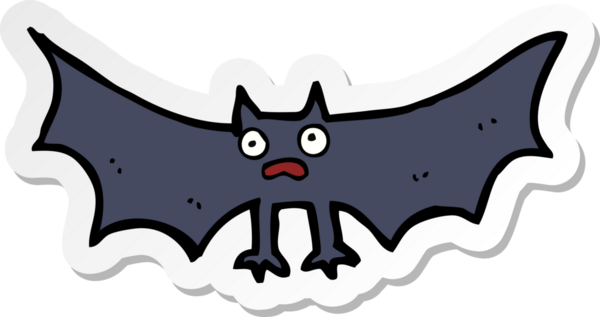 Bir insan tarafından çizilmiş karikatür yarasasının çıkartması.