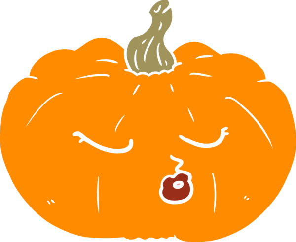 Bir insan tarafından çizilmiş düz renkli balkabağı.