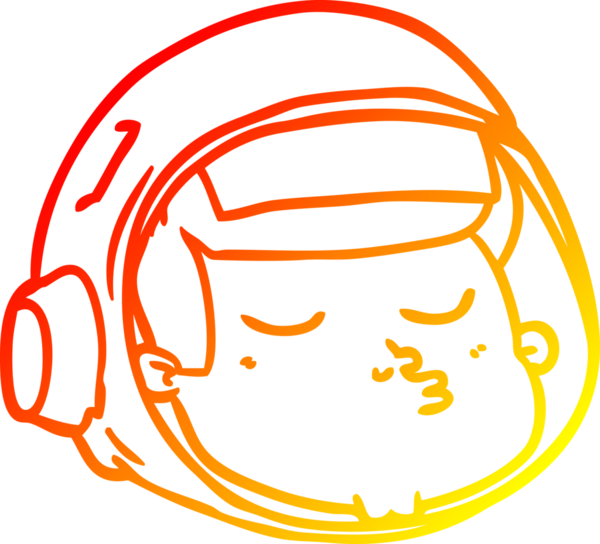 Bir insan tarafından çizilmiş bir astronot suratının sıcak çizgi çizimi