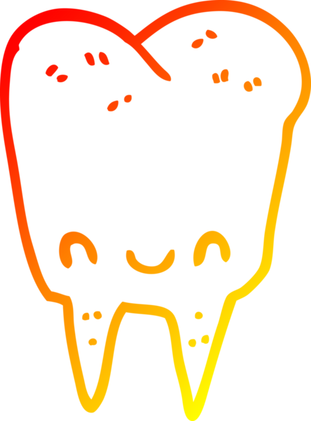 Bir insan tarafından çizilen çizgi film dişinin sıcak gradyan çizimi