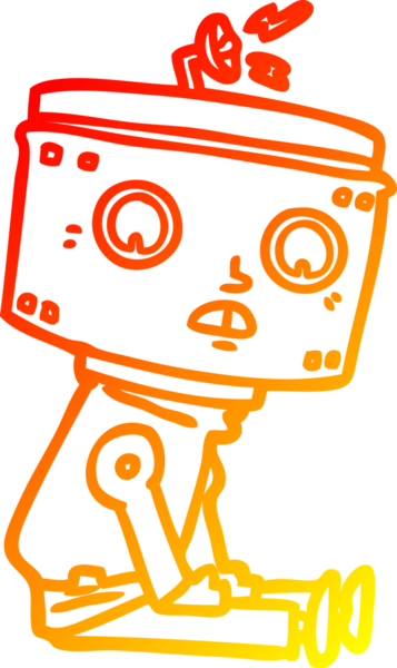 Bir insan tarafından çizilen çizgi film robotunun sıcak çizgi çizimi